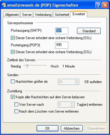 Outlook Express - POP3 SSL und Ports
