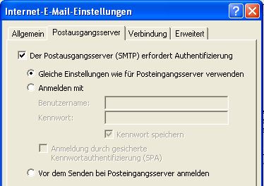 Outlook 2002 SMTP Authentifizierung