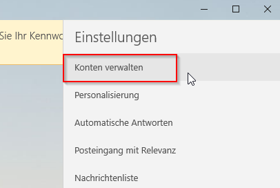 MailApp von Windows 10 -